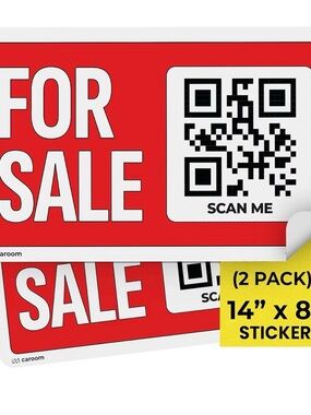 New  14'' x 8'' for Sale Sign Car Property (Self-Adhesive, 2-Pack)
